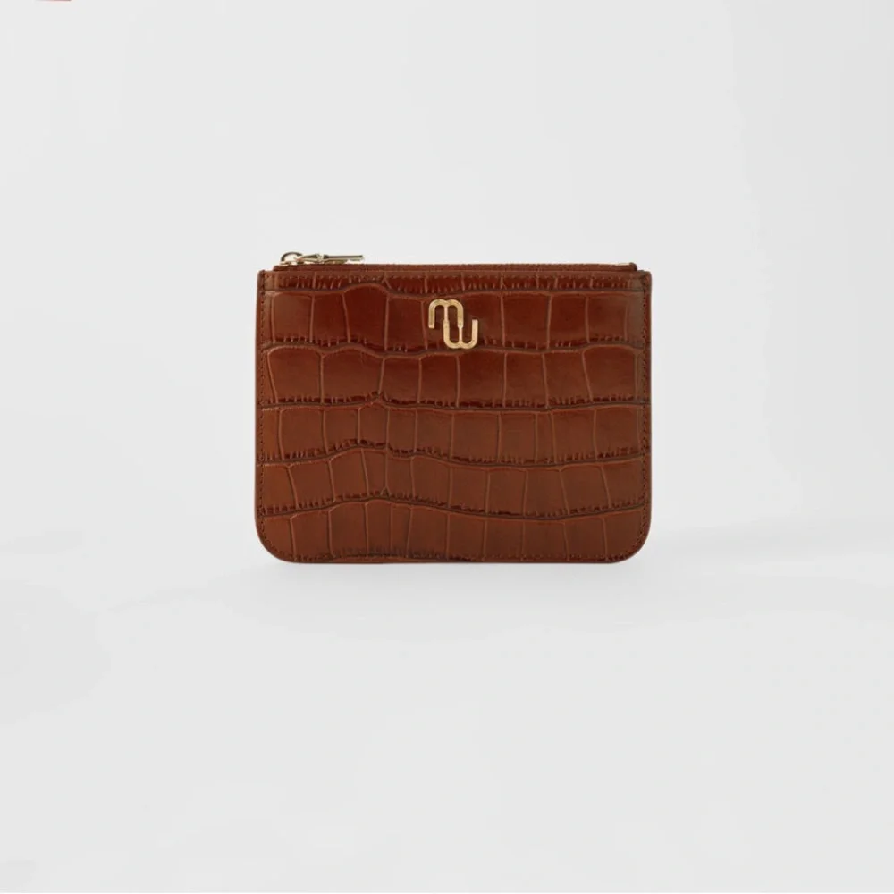 Maje Zip-up embossed leather pouch Cognac - Picture 4 of 10